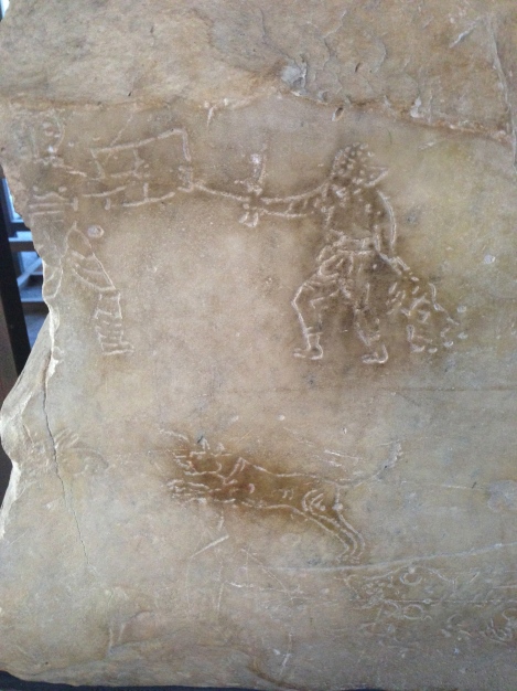 Carvings depicting exotic animals attacking the fighters during the Games at the Colosseum 